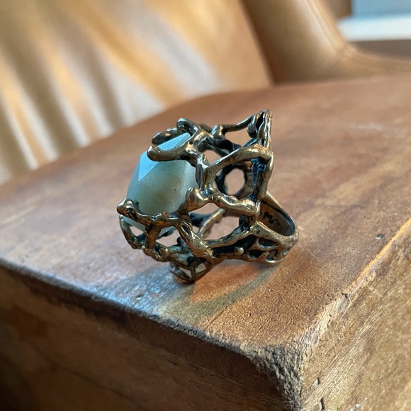 Rare Mania Mania bronze amazonite immortals brutalist stone crystal quartz ring - Picture 6 of 14